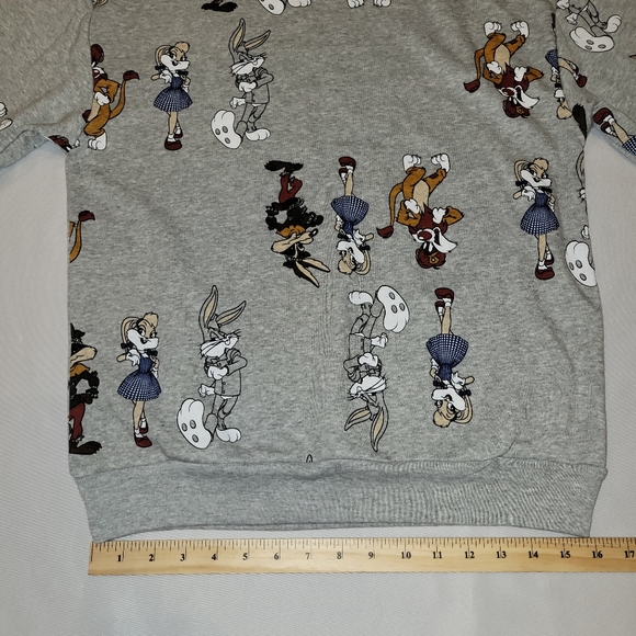 WB Sweatshirt Juniors Small Looney Tunes 100 Year Sweater Gray With Characters - Picture 6 of 8